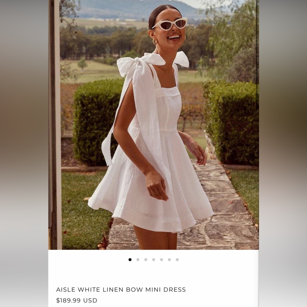 DISSH aisle white linen bow dress